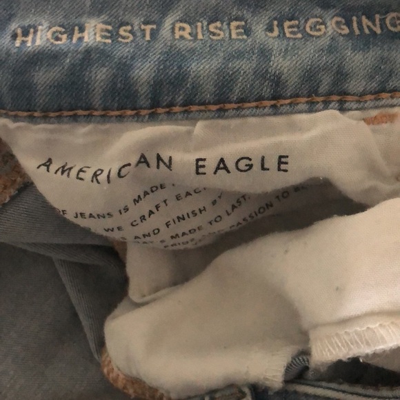 American Eagle Destroyed Highest Rise Jegging Light Wash 360 Stretch 16S - Picture 5 of 6